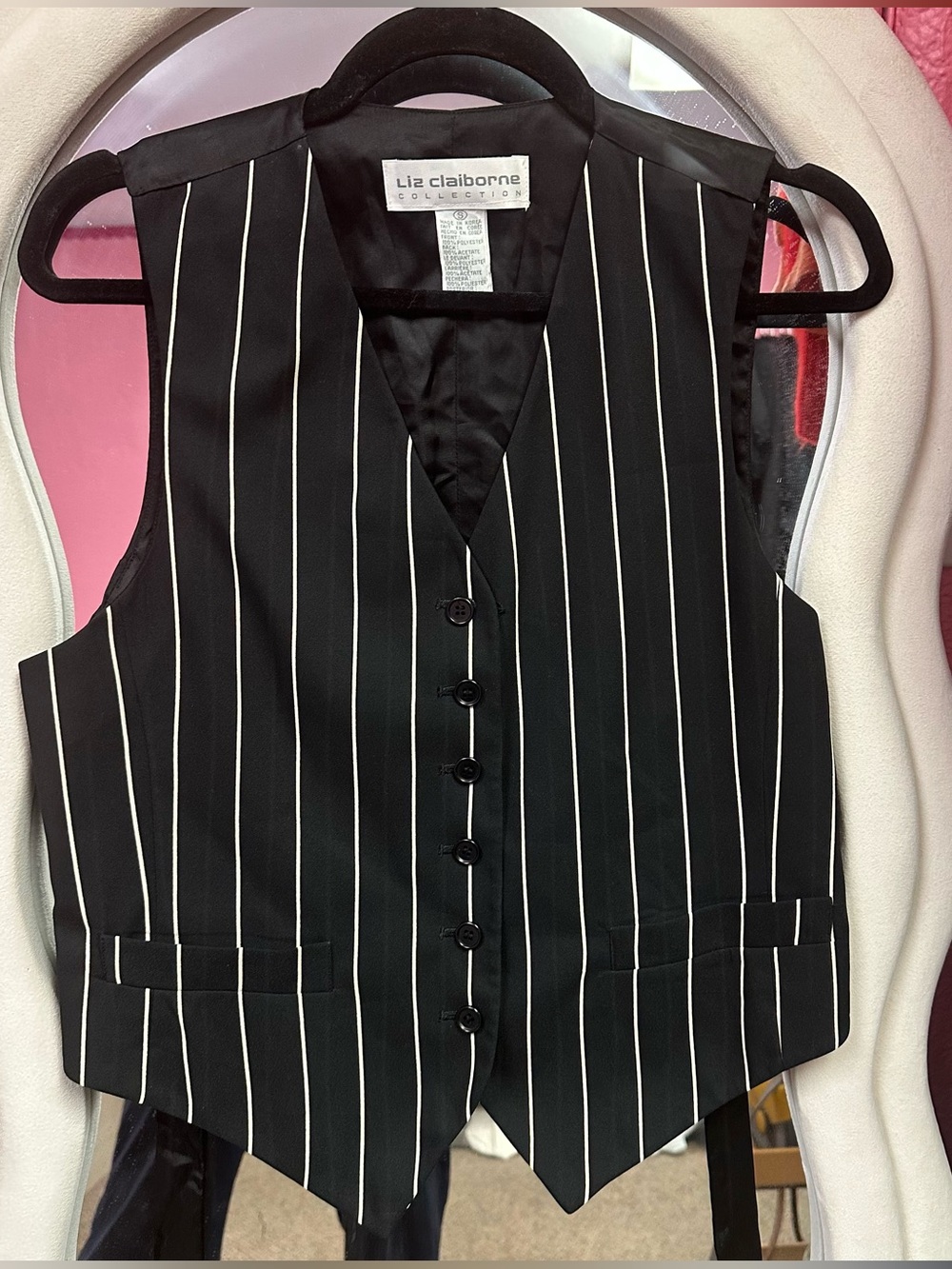 Vintage Liz Claiborne Black Pinstripe Vest